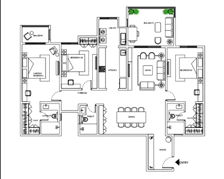 Assetz Zen and Sato Apartment 3 BHK floor plan 2203 square feet by Assetz Property Group located at Yelahanka, Bagalur Main Road, Sathanur, next to SH 104, Bangalore Karnataka