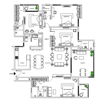 Assetz Zen and Sato Apartment 4 BHK floor plan 2955 square feet by Assetz Property Group located at Yelahanka, Bagalur Main Road, Sathanur, next to SH 104, Bangalore Karnataka
