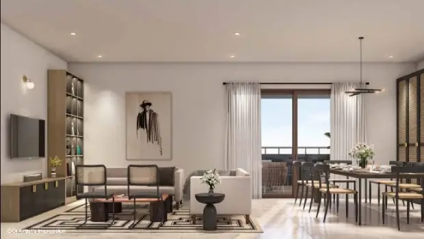 Assetz Zen and Sato Apartment grand living area by Assetz Property Group located at Yelahanka, Bagalur Main Road, Sathanur, next to SH 104, Bangalore Karnataka
