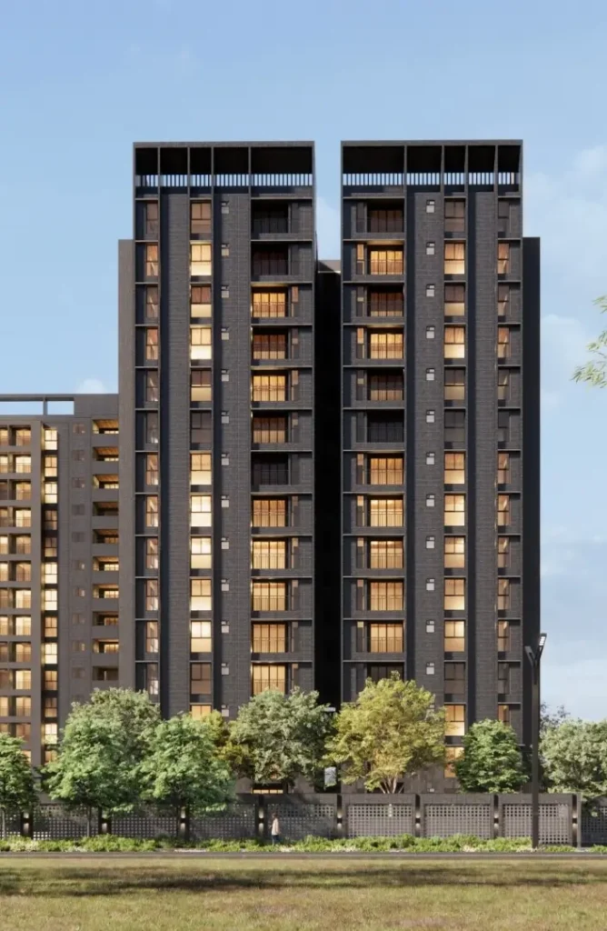 Assetz Zen and Sato Apartment long distance view by Assetz Property Group located at Yelahanka, Bagalur Main Road, Sathanur, next to SH 104, Bangalore Karnataka