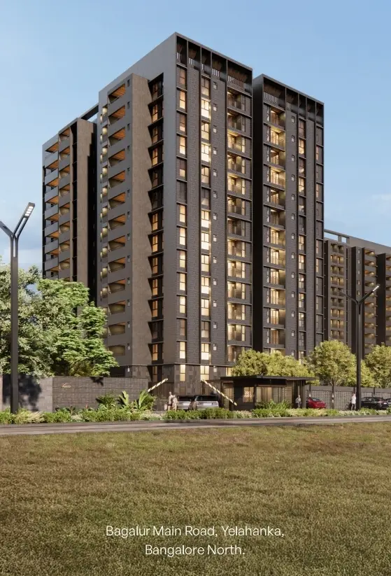Assetz Zen and Sato Apartment main entrance view by Assetz Property Group located at Yelahanka, Bagalur Main Road, Sathanur, next to SH 104, Bangalore Karnataka
